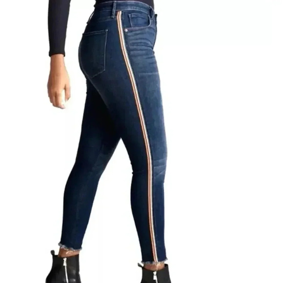 Abercrombie & Fitch Simone High Rise Ankle Jeans Women’s Size 31/12 Side Stripes - Picture 2 of 11